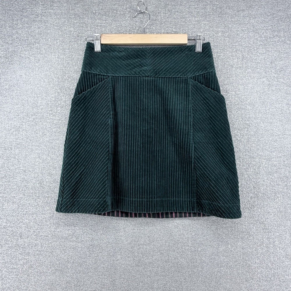 Maeve by Anthropologie Corduroy Skirt Women Size 0 Green Casual Pockets
